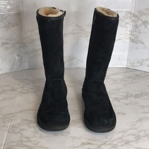 Ugg Australian Suede Embroidered black Sherling Lined winter boots size 7 - Picture 3 of 13
